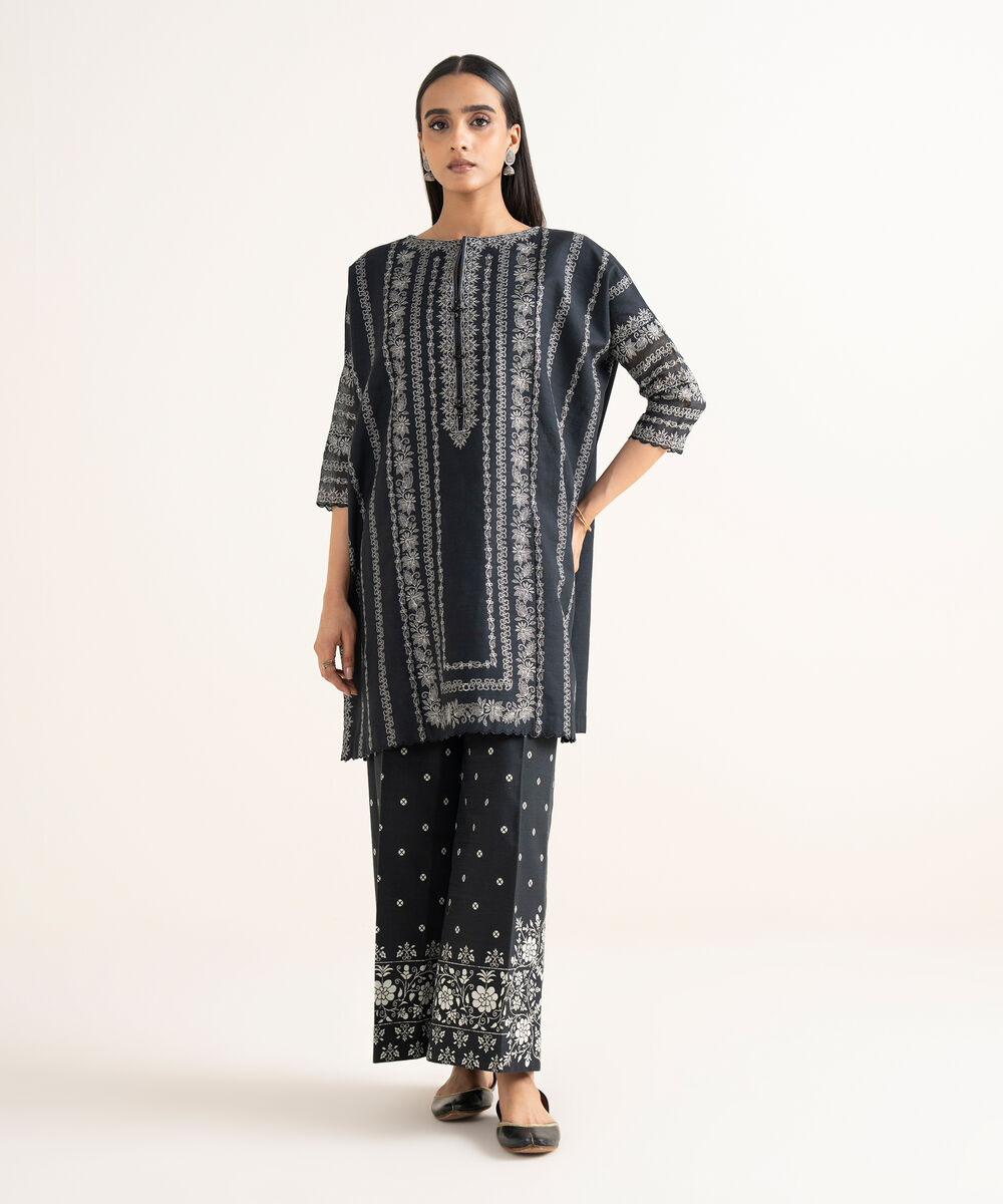 Women's Unstitched Light Khaddar Embroidered Aqua Green 2 Piece Suit