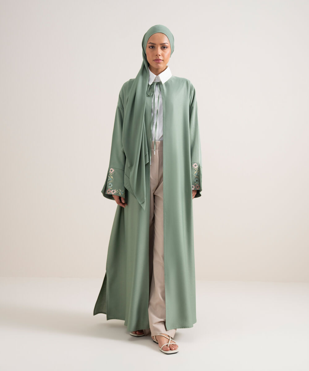 Women's Mint Green Regular Abbaya Set