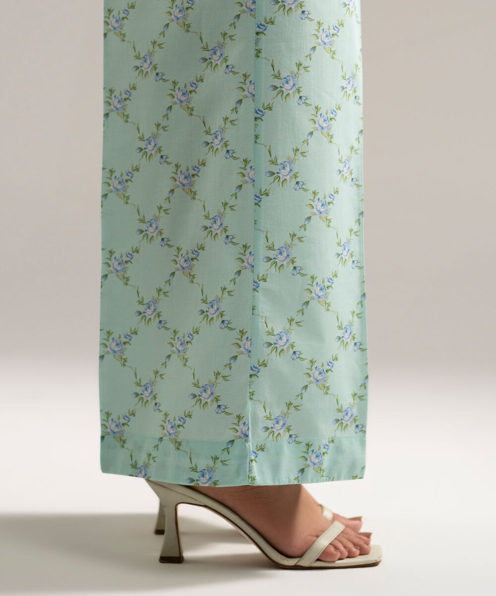 Women's RTW Cambric Printed Blue Culottes