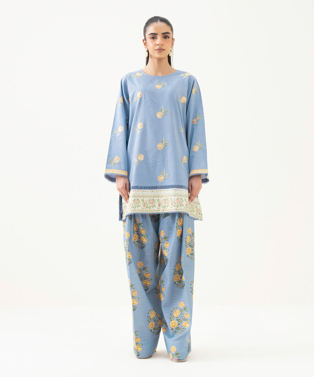 Women's RTW Cambric Blue Embroidered Boxy Shirt