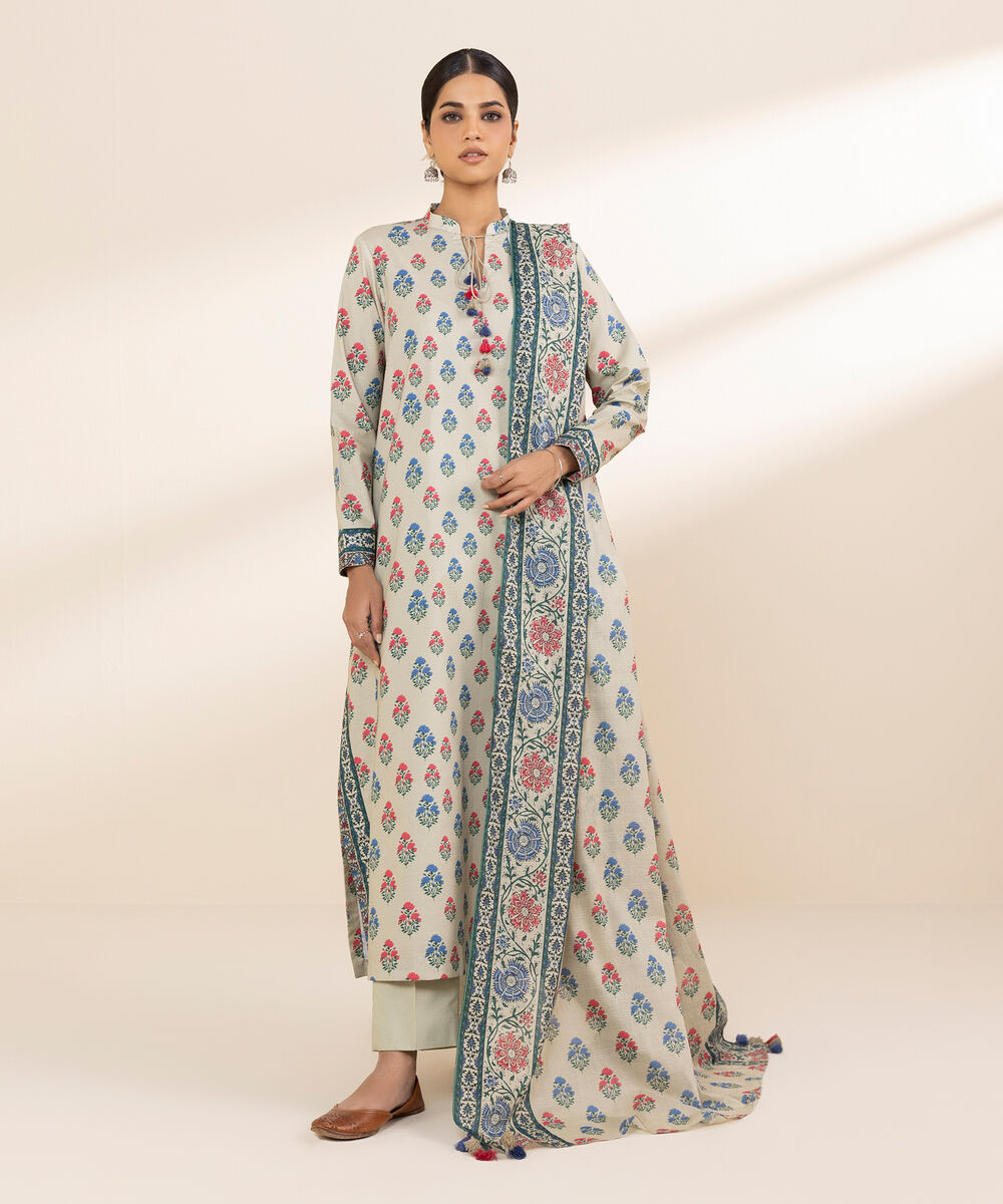 Women's Unstitched Lawn Printed Multi 3 Piece Suit