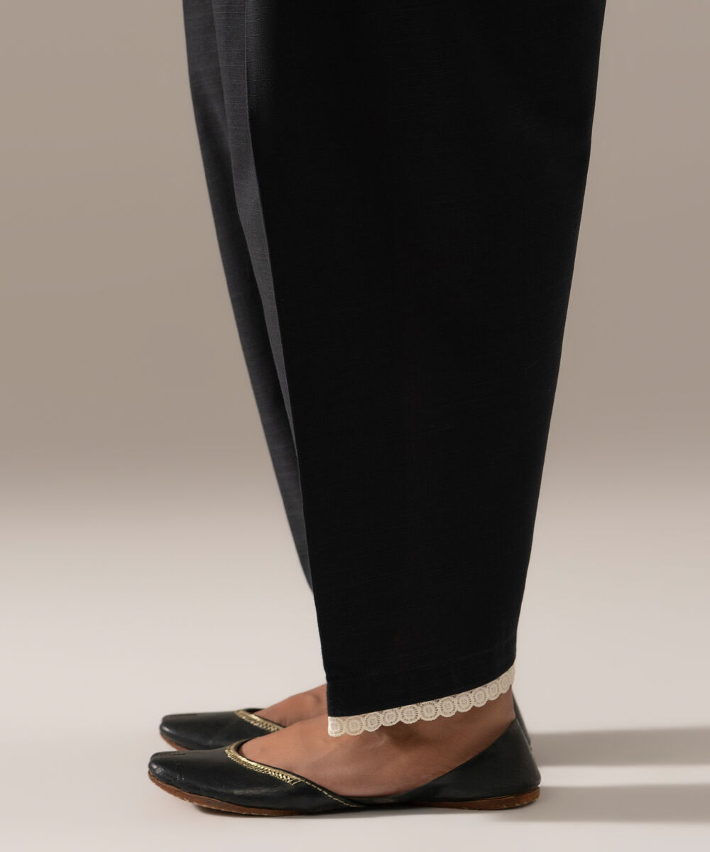 Women's RTW Khaddar Solid Black Shalwar
