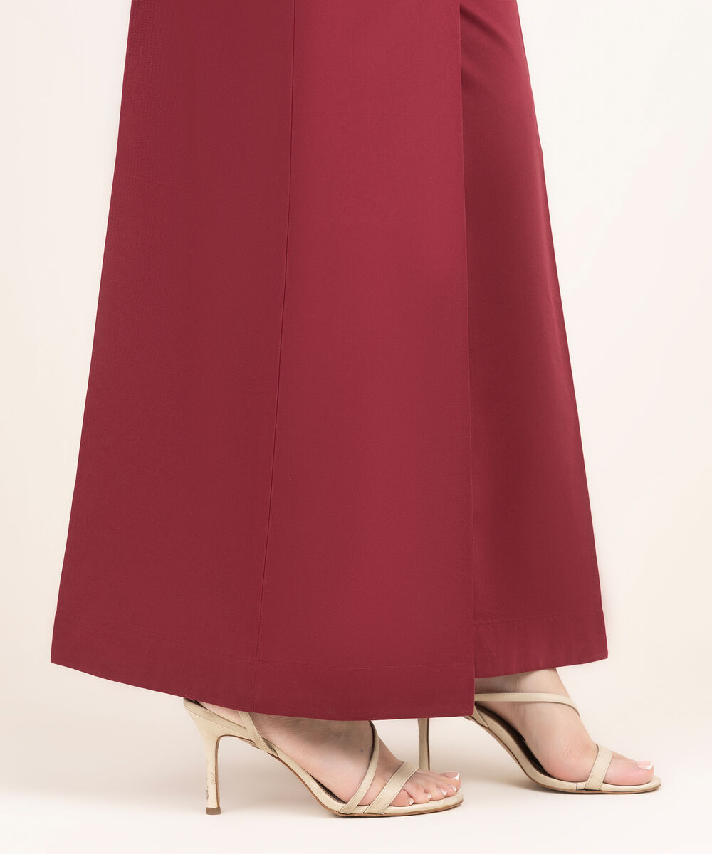 Women's RTW Cambric Solid Red Flared Pants