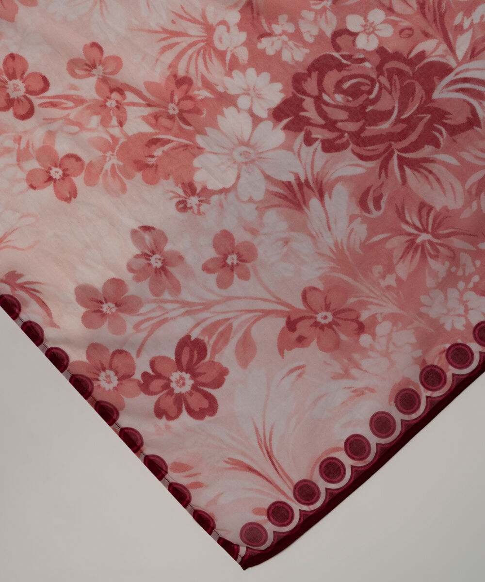 Fine Voile Printed Pink Dupatta