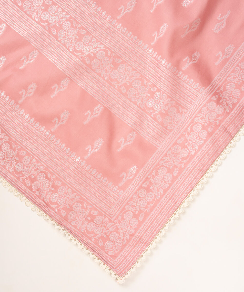 Extra Weft Jacquard Solid Pink Dupatta