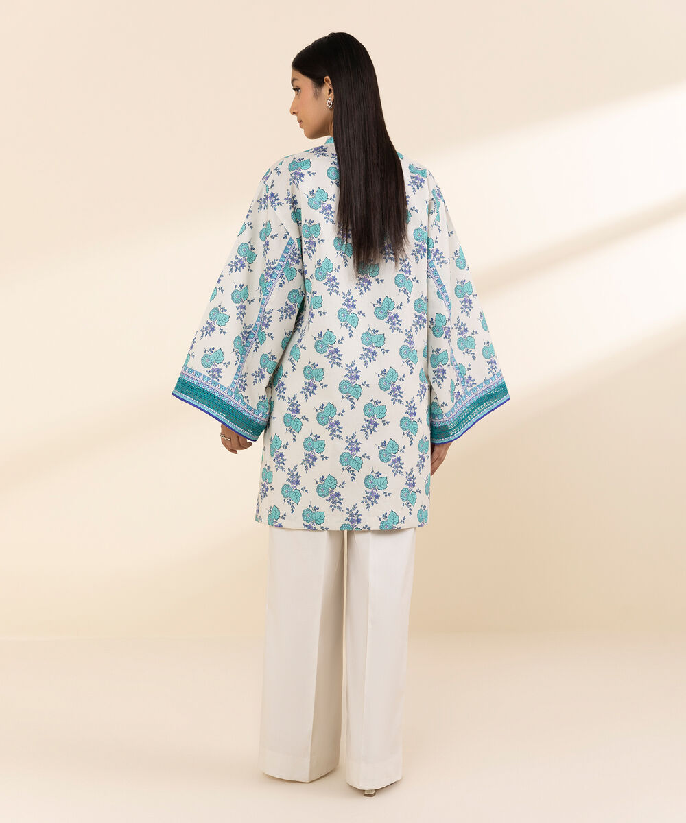 Women's Unstitched Lawn Printed Blue 2 Piece Suit