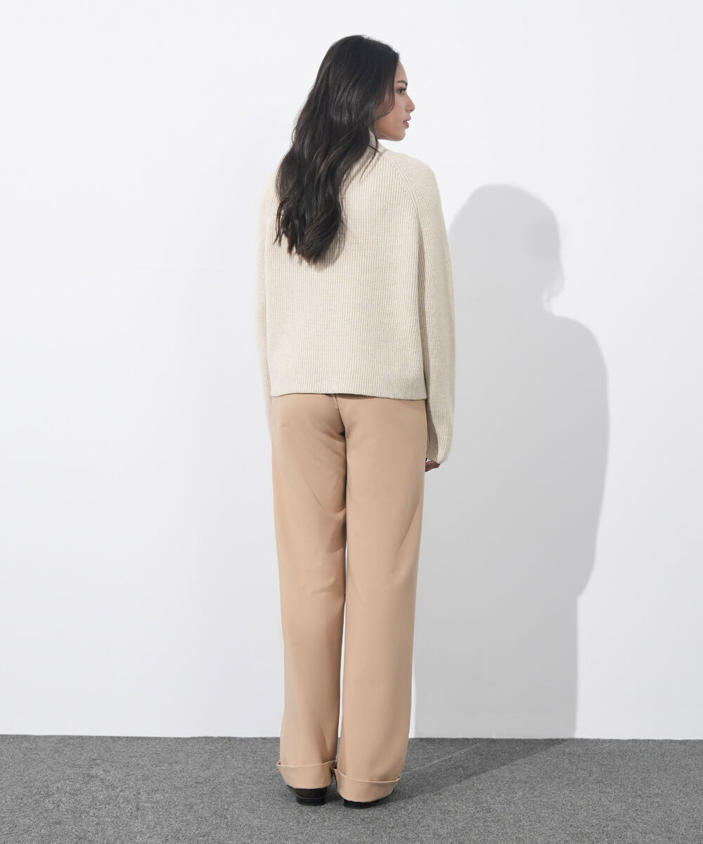 Women's Western Wear Almond Cross-Over High Neck Sweater