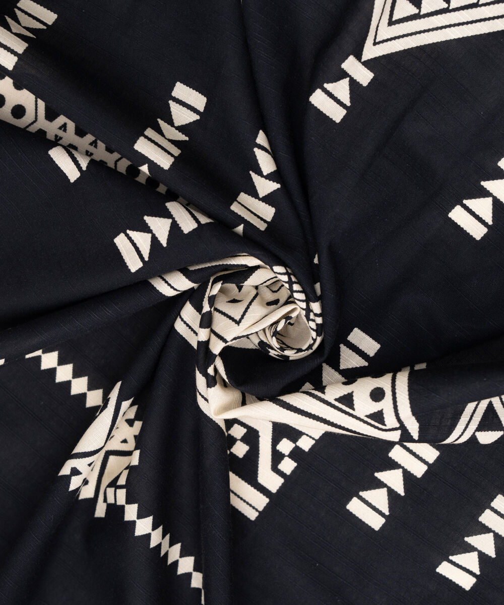 Light Khaddar Printed Black Dupatta