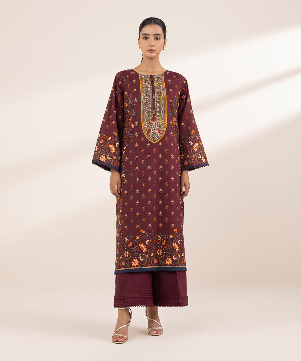 Women's RTW Lawn Red Printed A-Line Shirt