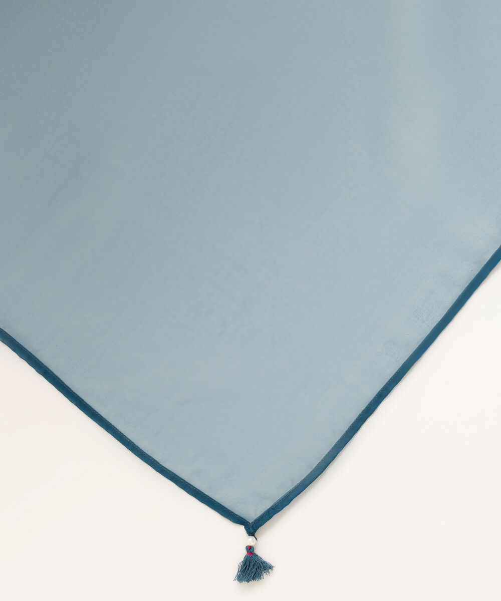 Blended Organza Solid Blue Dupatta