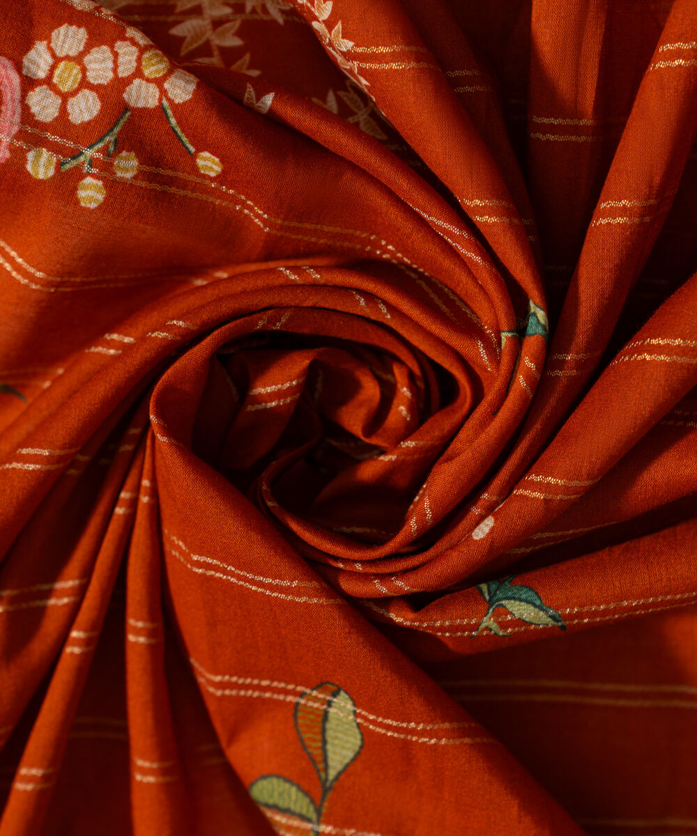 Zari Voile Printed Orange Dupatta