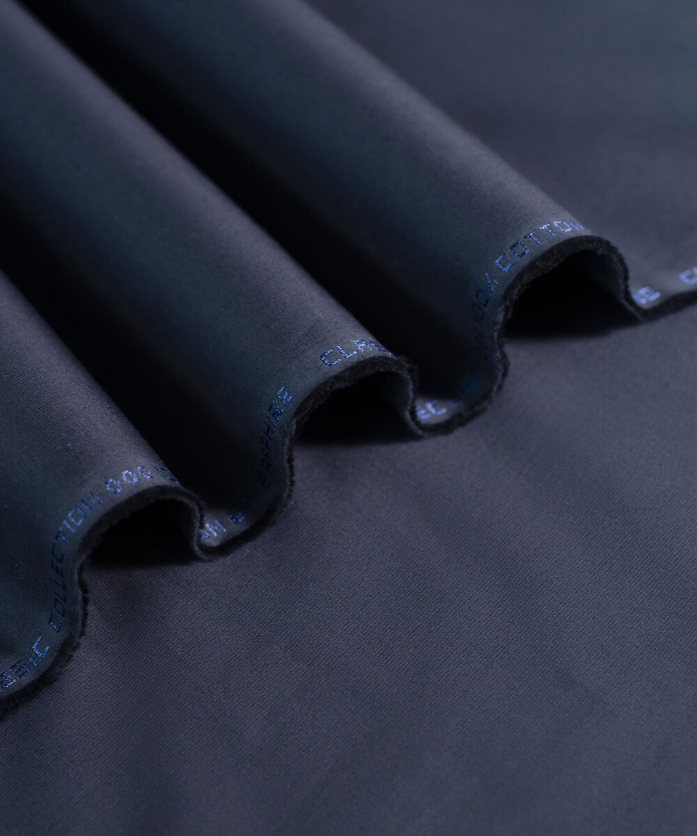 Men's Unstitched 2-Piece Premium Cotton Dobby Navy Suit