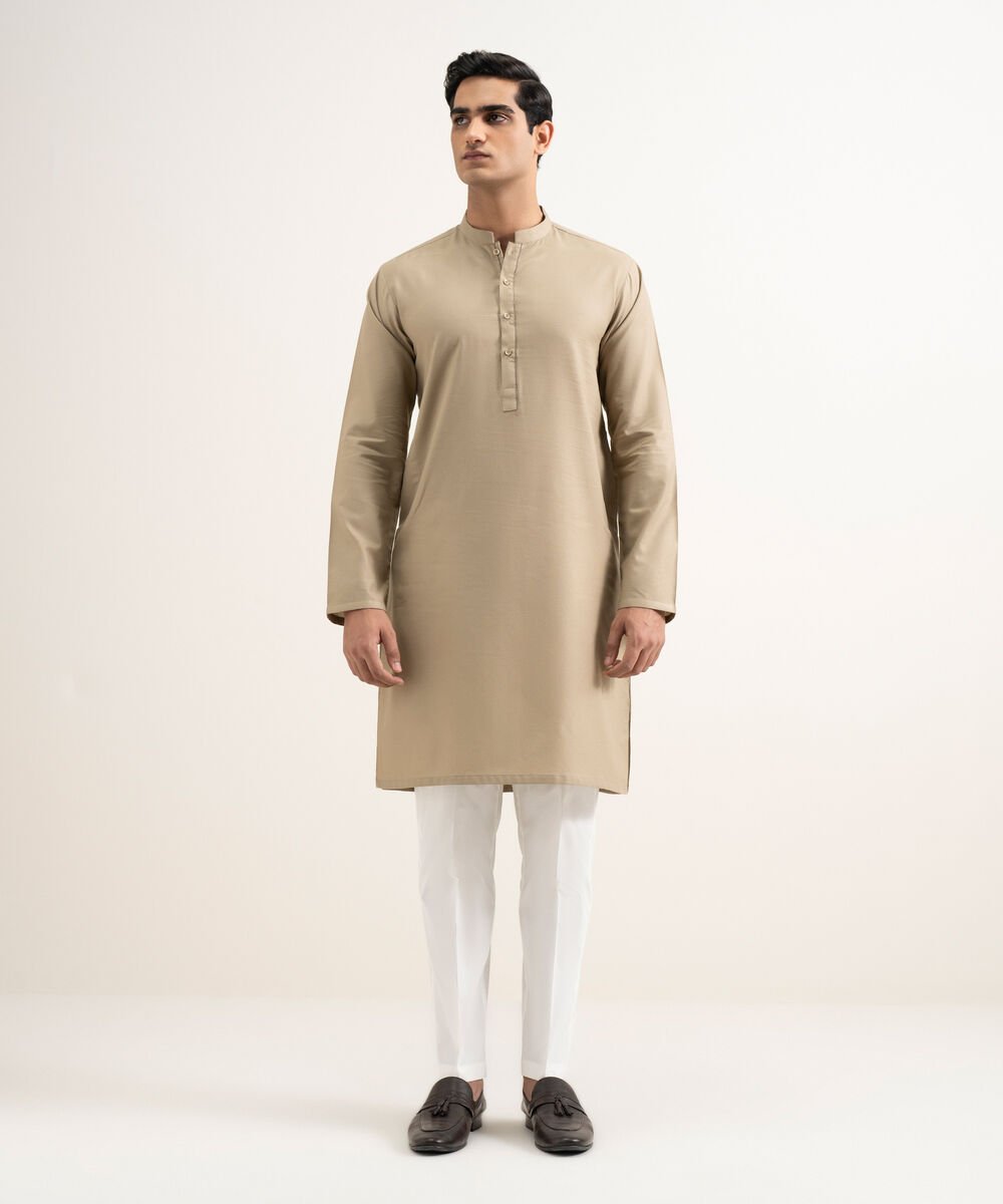 Men's Stitched Khaki Kurta