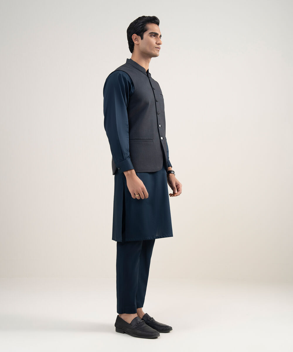 Men's Stitched Premium Suiting Charcoal Waistcoat