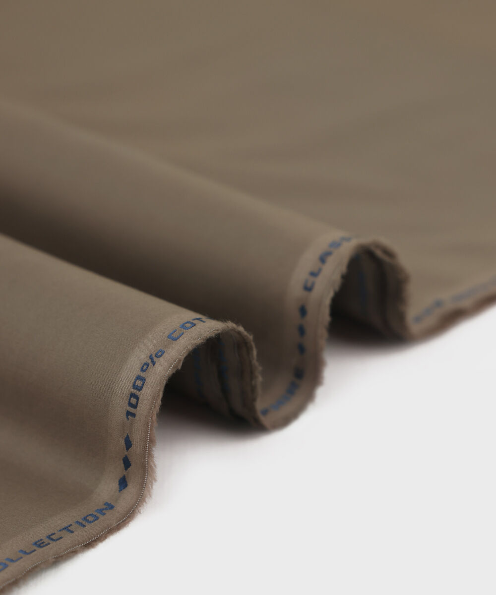 Men's Unstitched Premium Cotton Embroidered Brown Full Suit Fabric