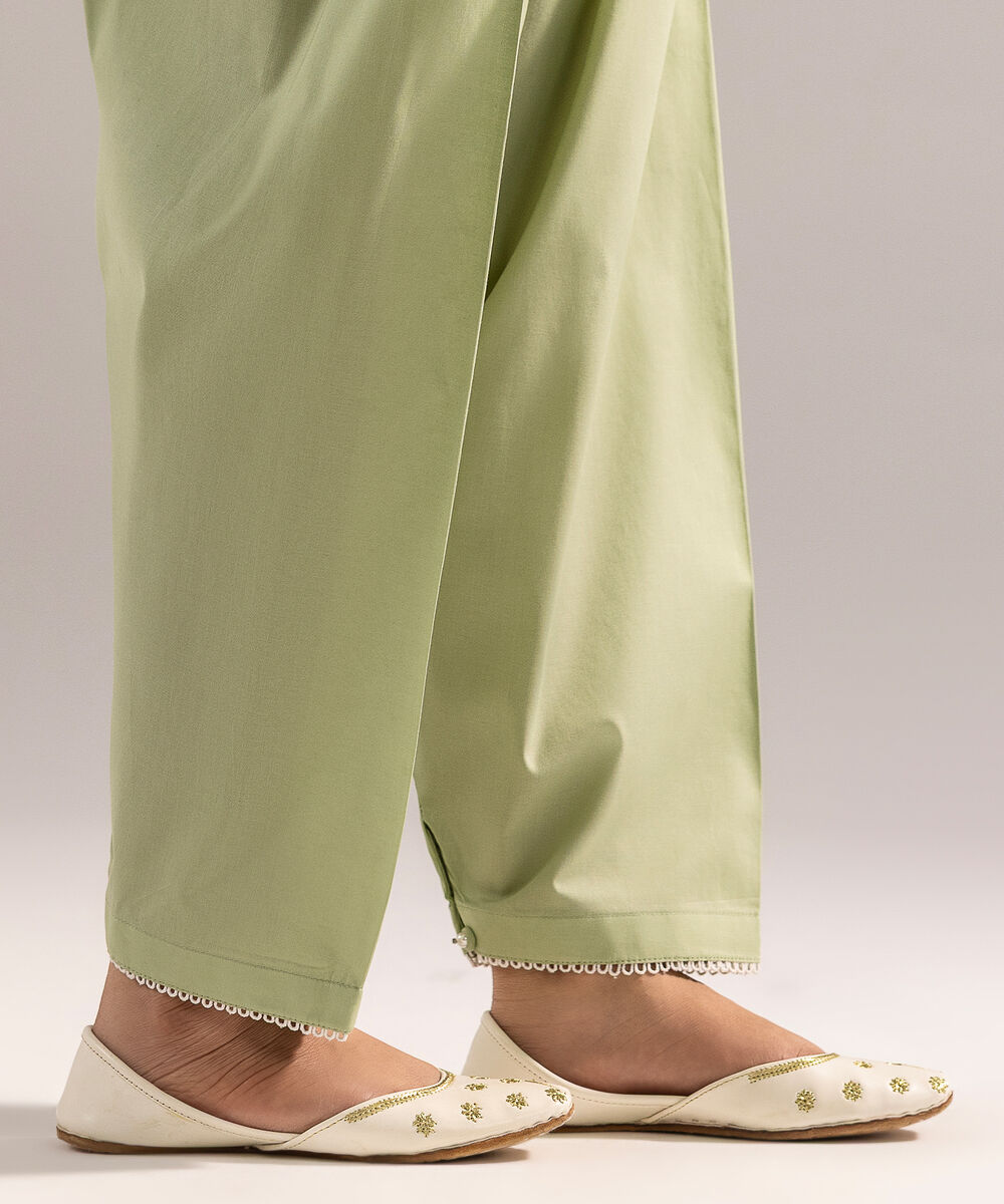 Women's RTW Cambric Solid Mint Green Shalwar