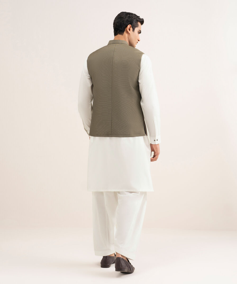 Men'S Stitched Brown Premium Suiting Waistcoat