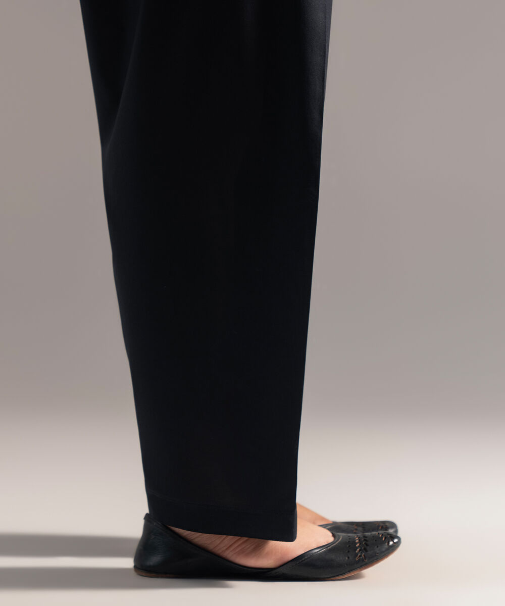 Women's RTW Cambric Solid Black Shalwar