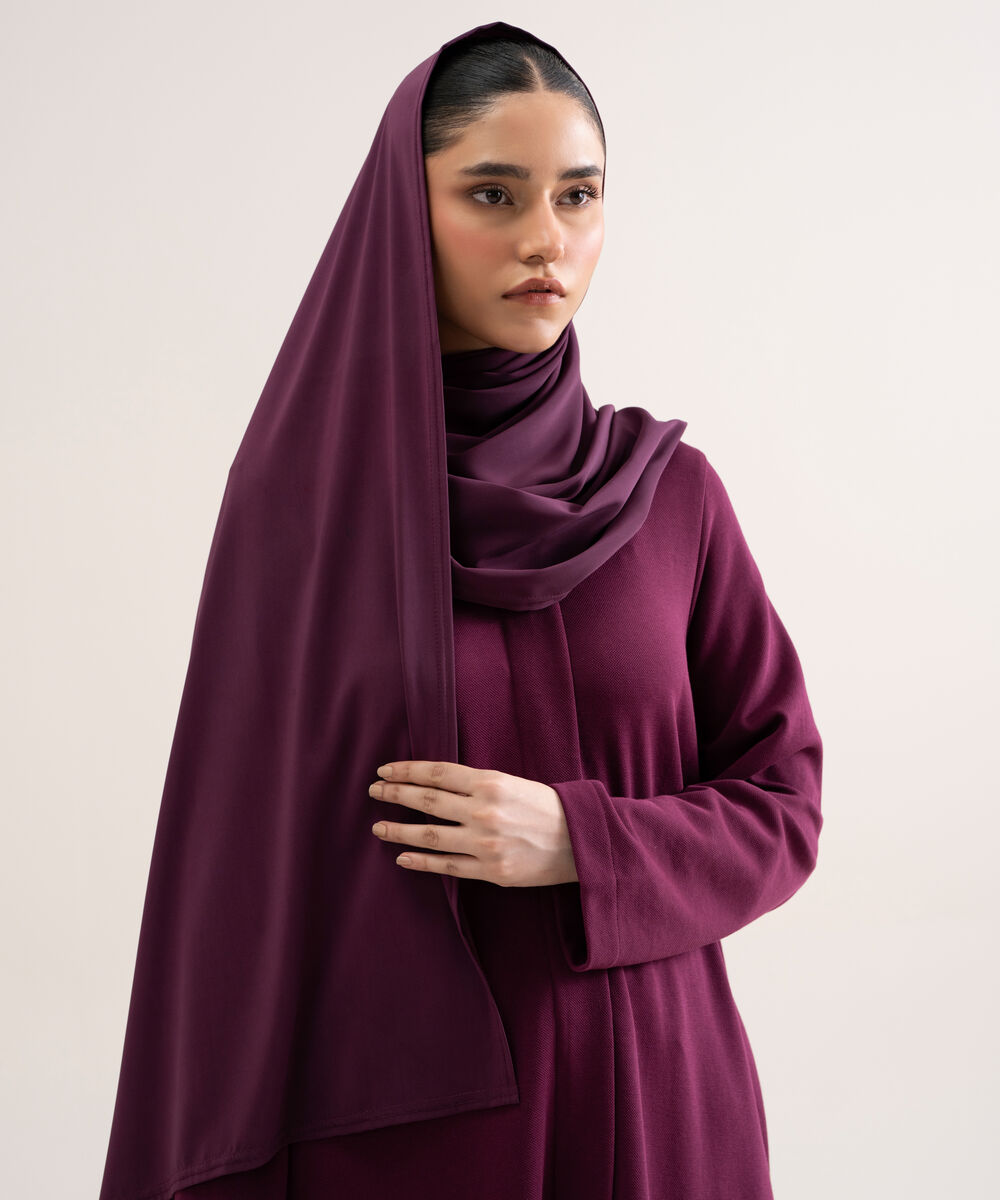 Women's Polyester Burgundy Hijab