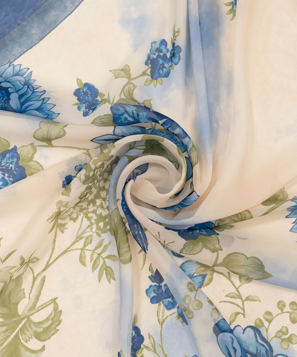 Blended Tissue Printed Cream White Dupatta