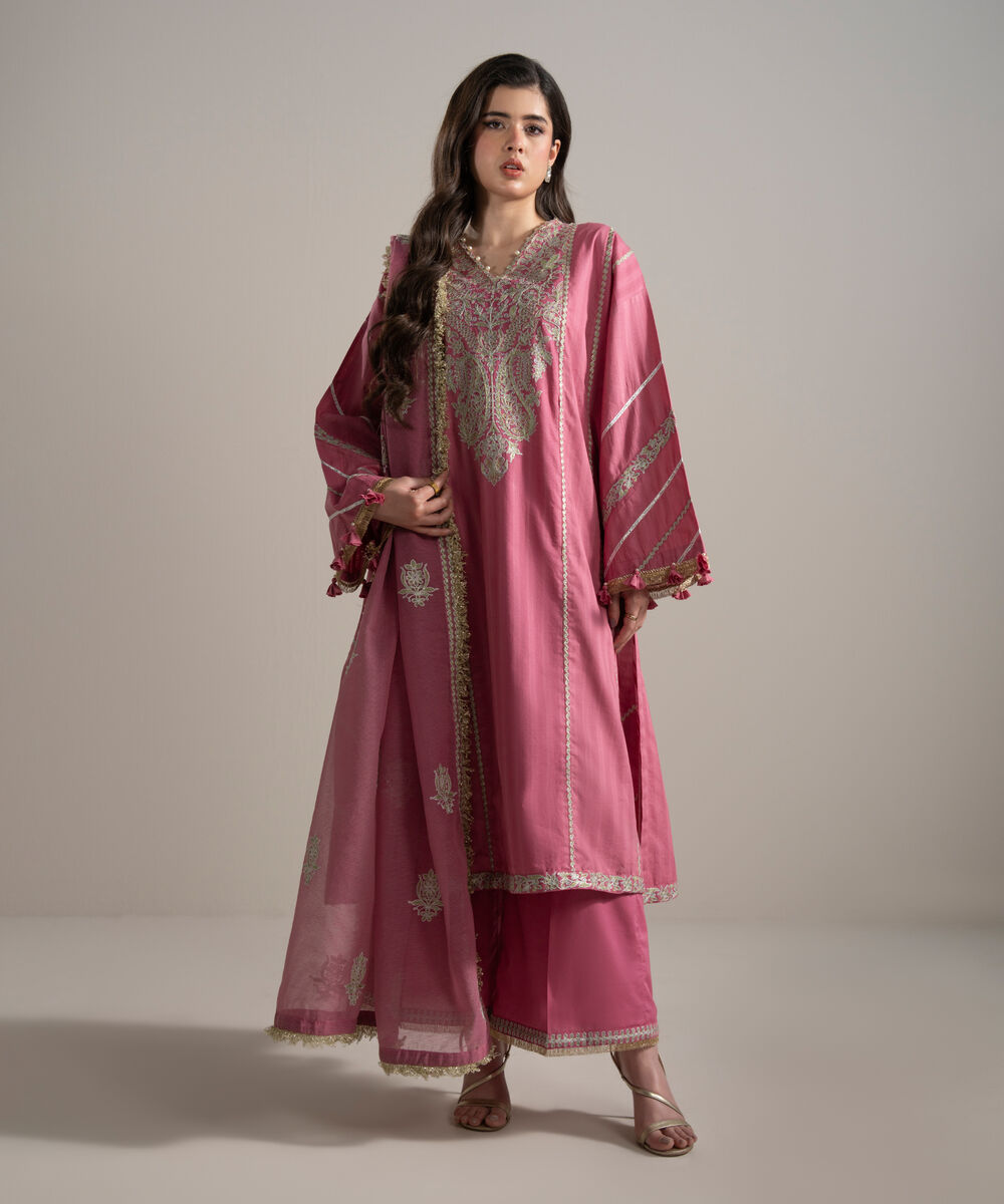 Women's RTW Leno Kara Embroidered Pink 3 Piece Suit