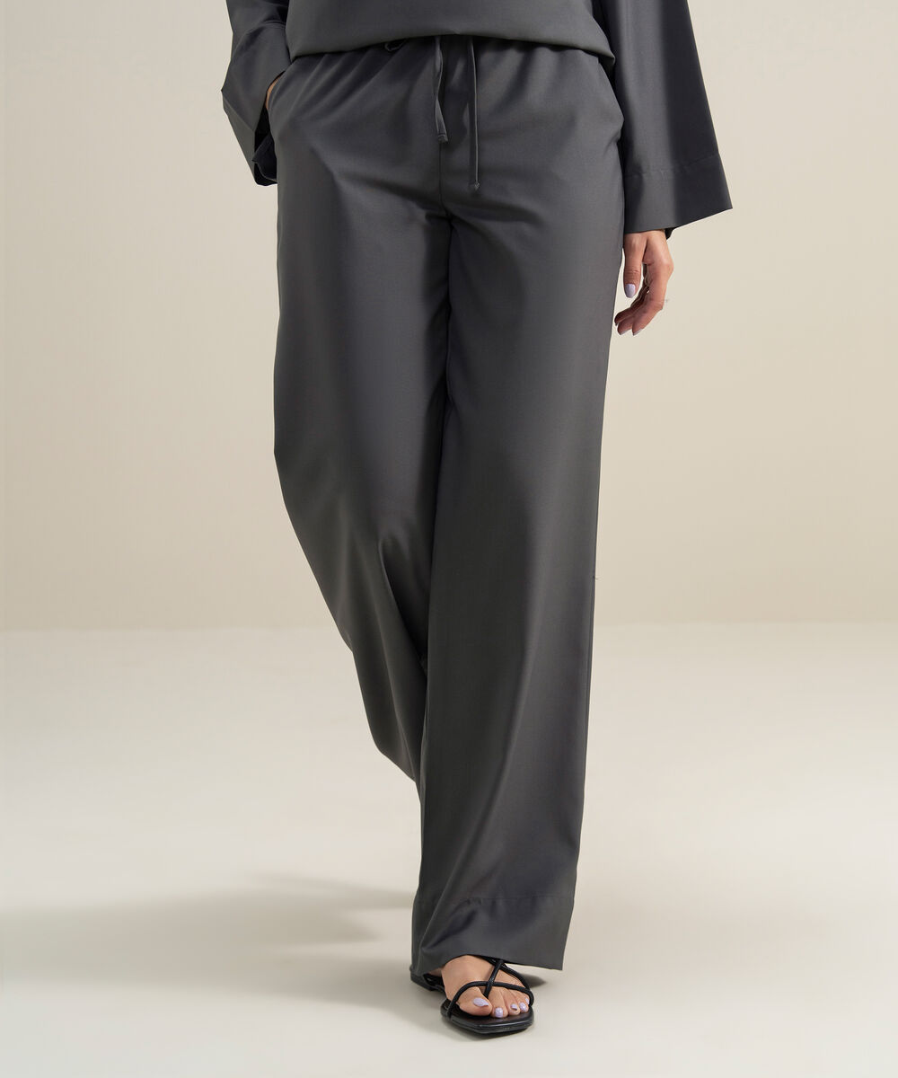 Women's Polyester Grey Modest Trousers
