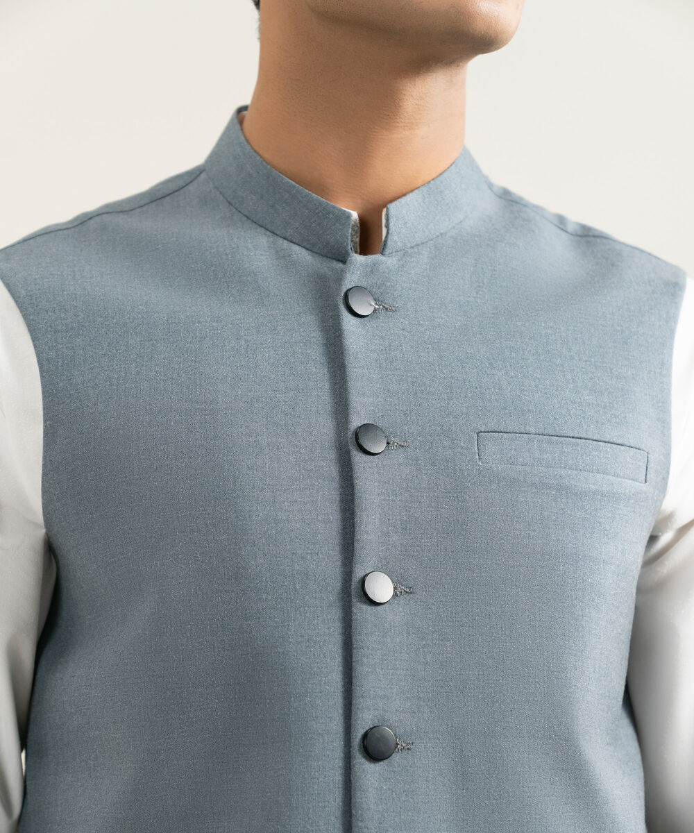 Men's blue grey Luxury Viscose Waistcoat