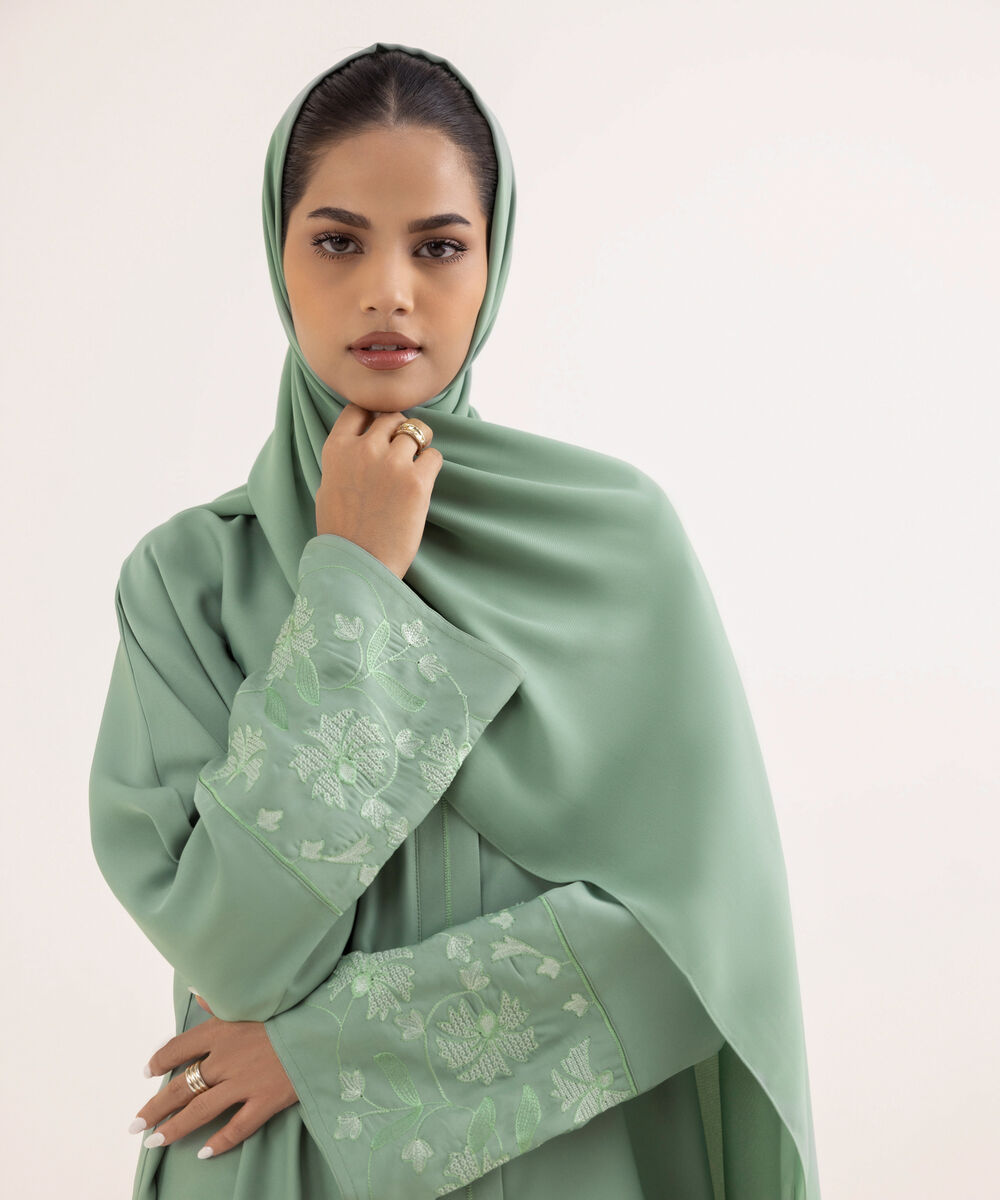 Women's Green Nida Abaya Set