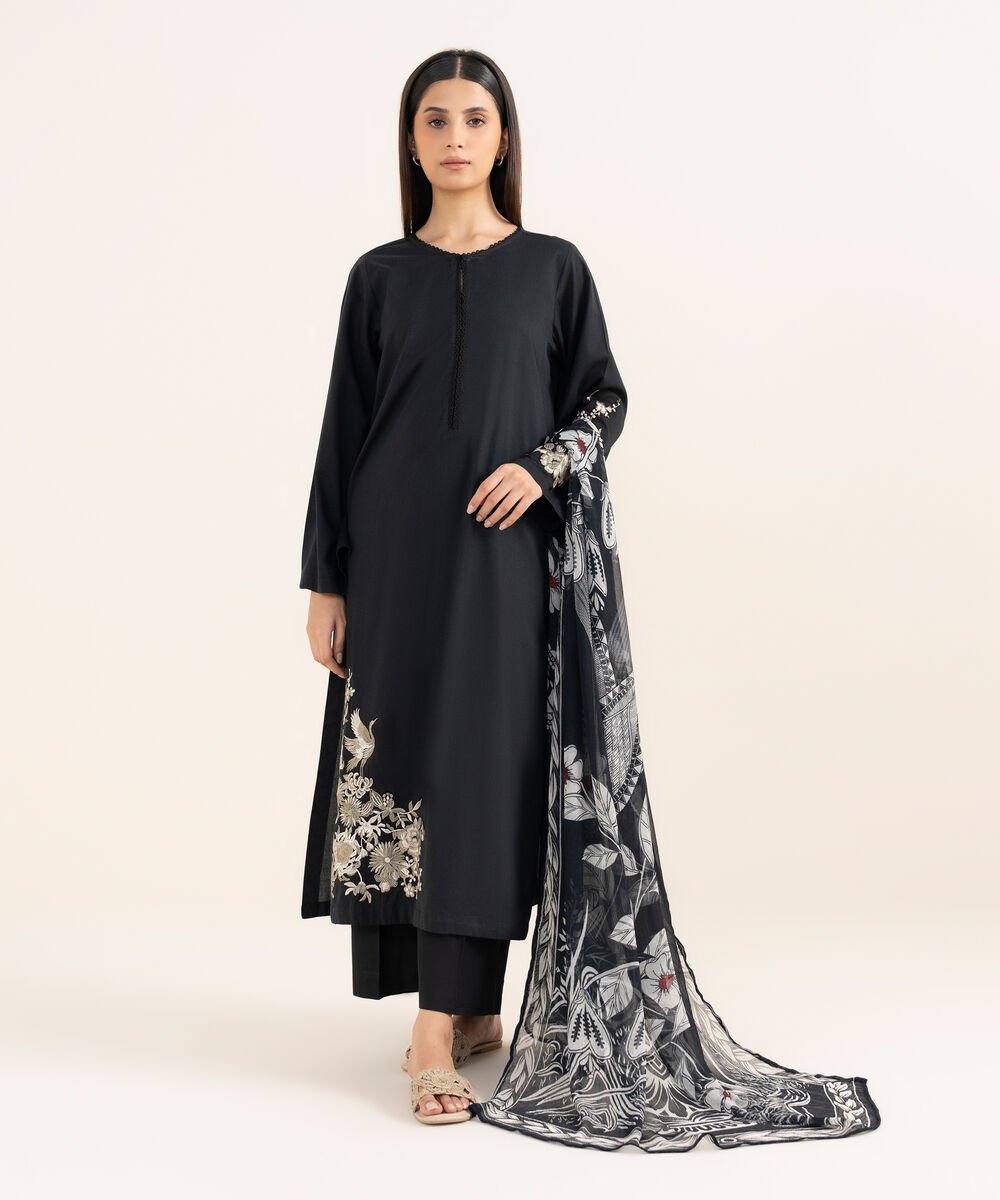 Blended Chiffon Black Printed Dupatta