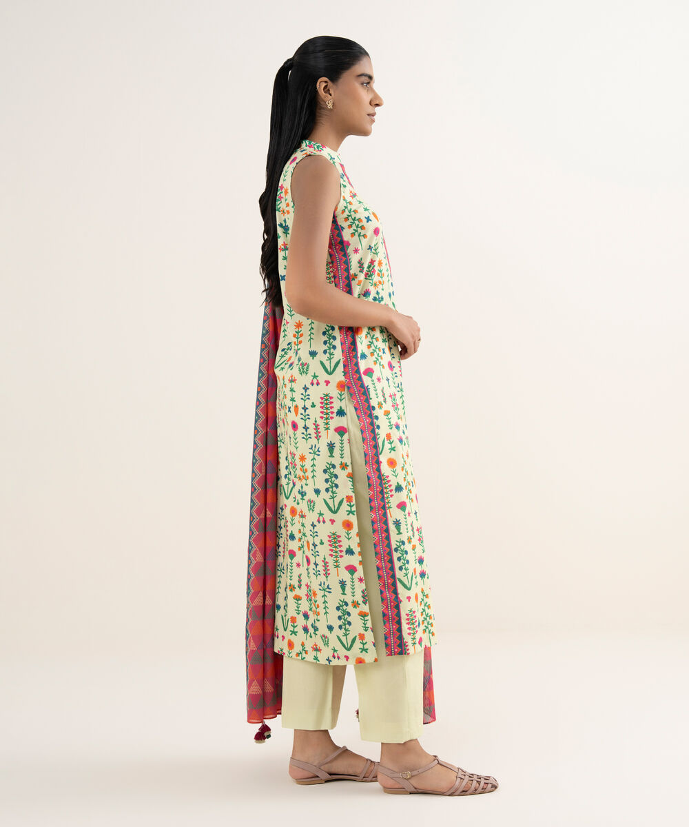 Women's Unstitched Lawn Printed Multi 3 Piece Suit