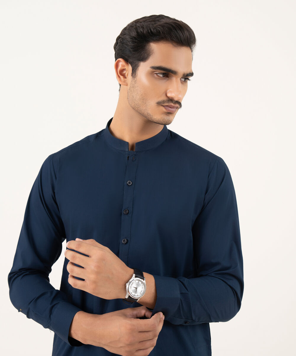 Men's 100% Cotton Plain Blue Kurta Shalwar