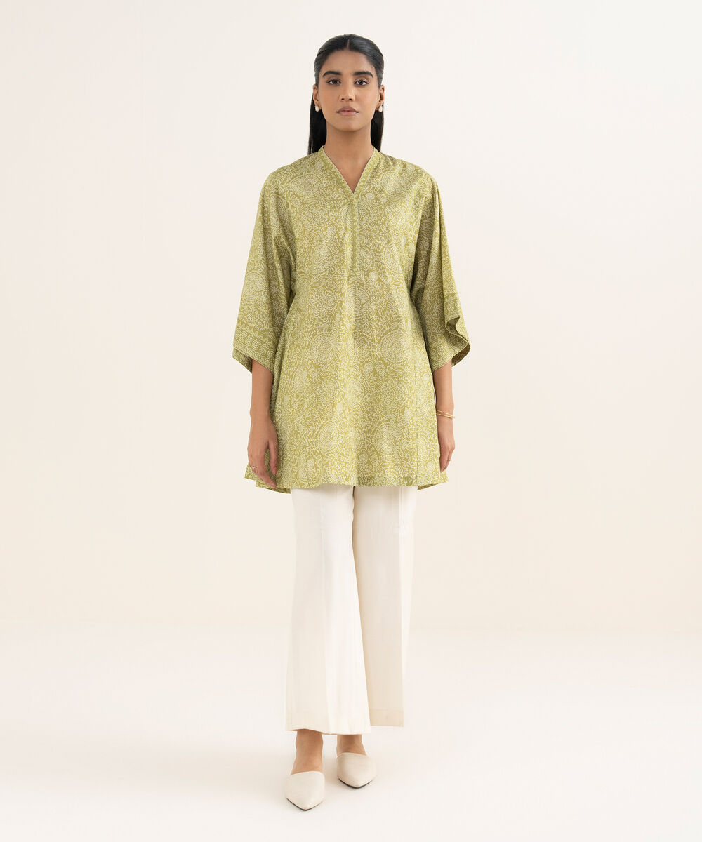 Women's Unstitched Lawn Printed Beige Shirt