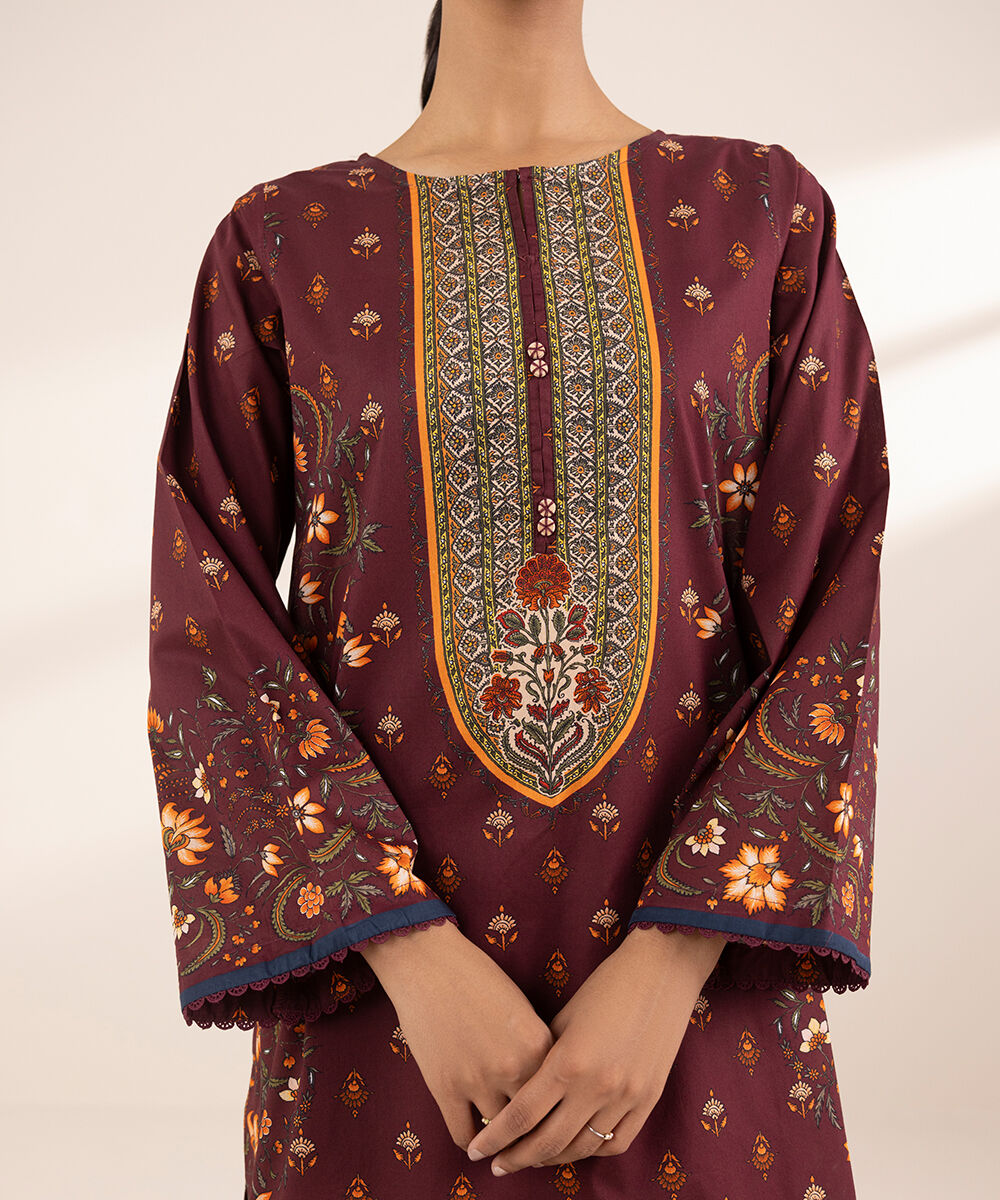 Women's RTW Lawn Red Printed A-Line Shirt