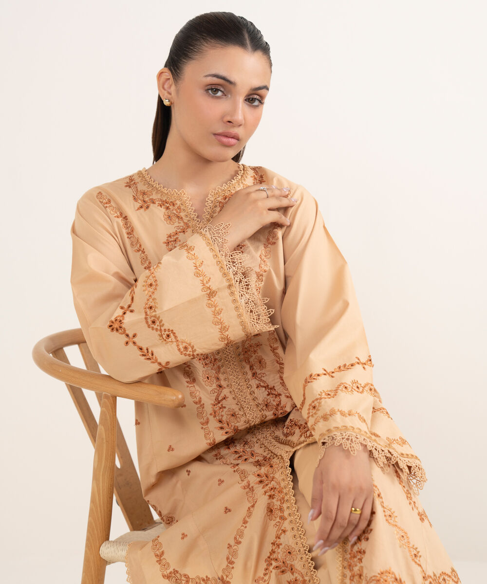 Women's RTW Cambric Brown Dyed Aline Shirt