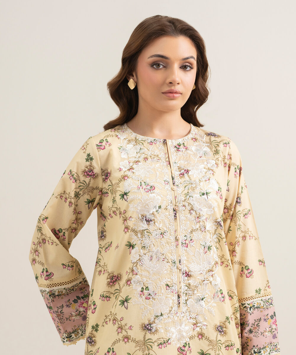 Women's RTW Lawn Embroidered Multi A-Line Shirt