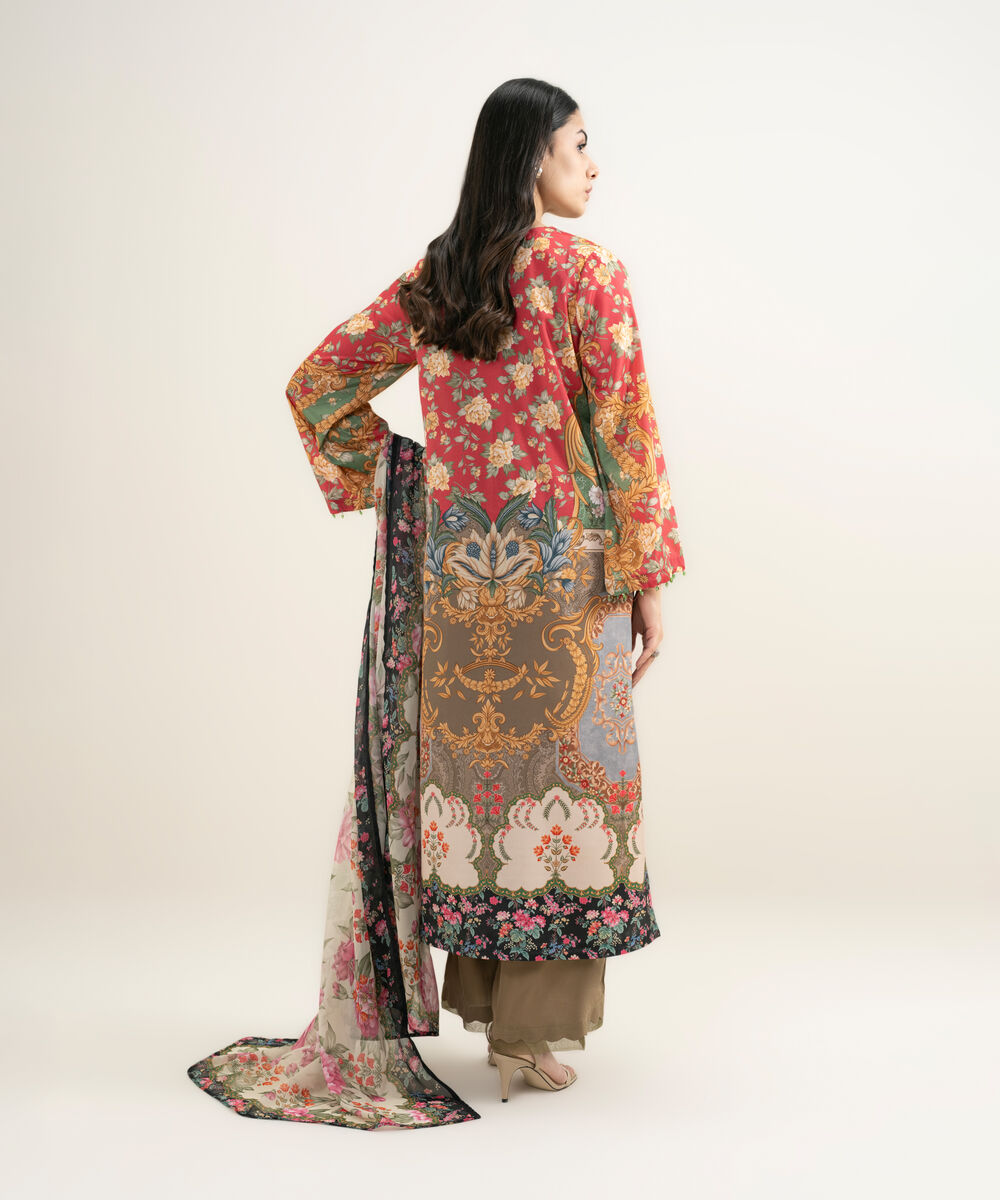 Women's RTW Blended Grip Silk Printed 3 Piece Suit