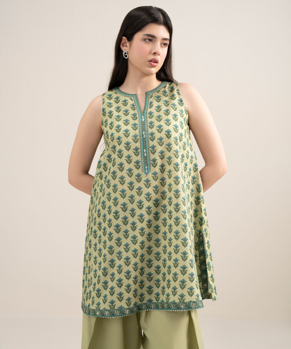 Women's Unstitched Lawn Printed Green 2 Piece Suit