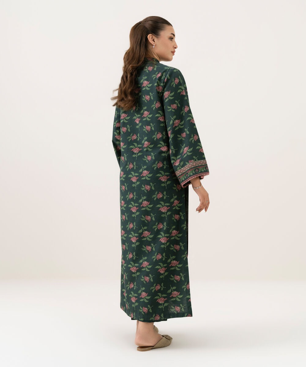 Women's Unstitched Khaddar Printed Green Shirt