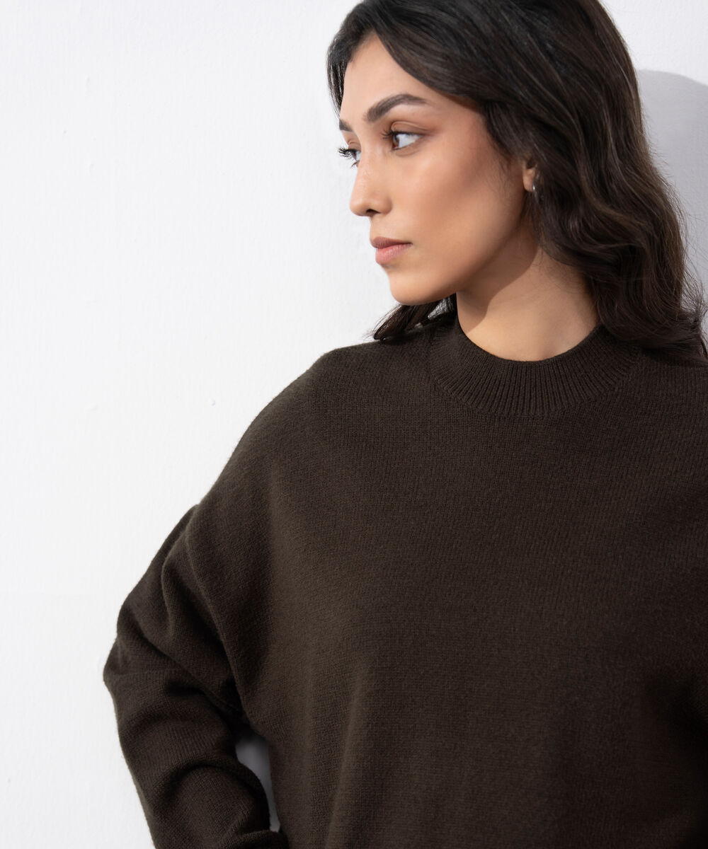 Women's Western Wear Brown Soft Touch Knit Sweater