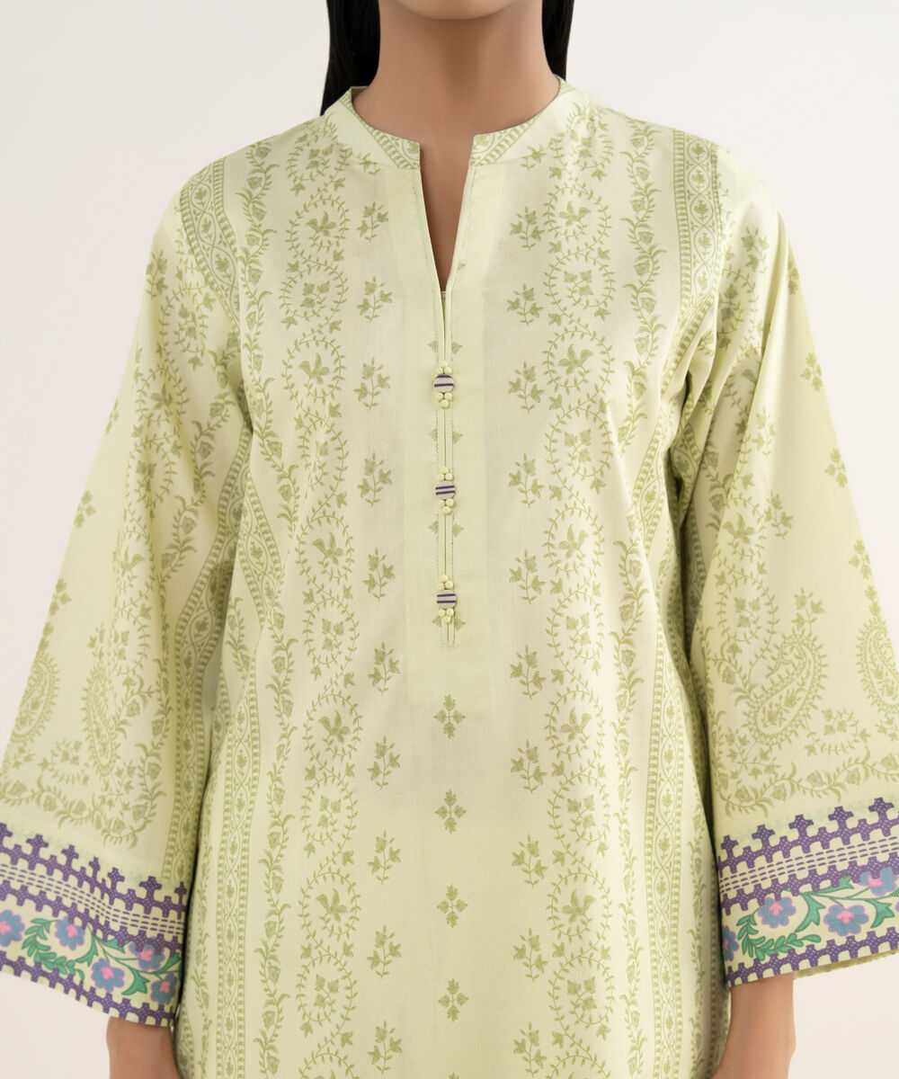 Women's Unstitched Lawn Printed Yellow 3 Piece Suit