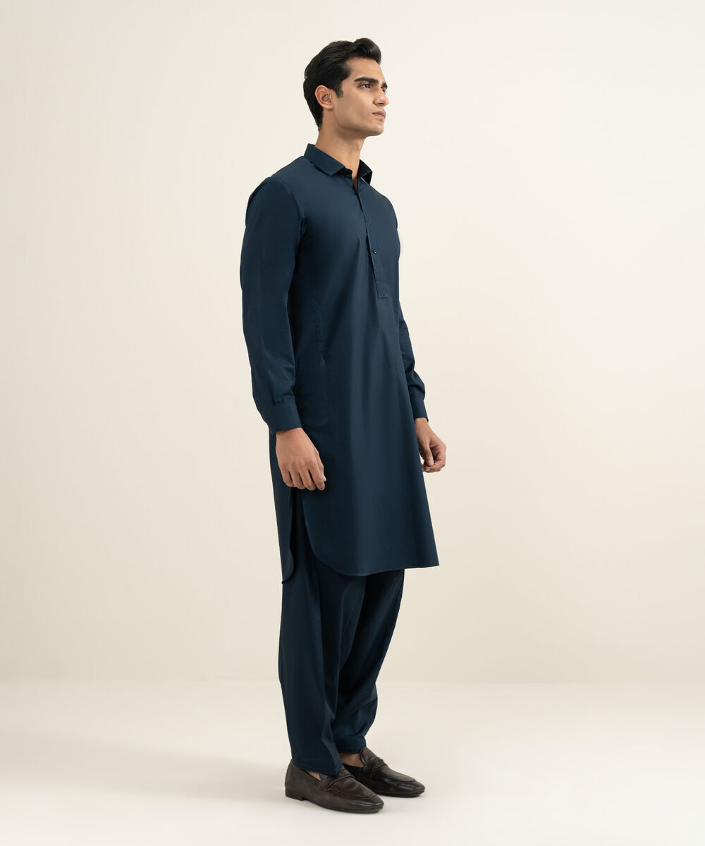 Men's Stitched Navy Kameez Shalwar