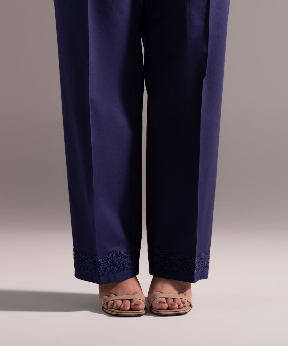 Women's RTW Cambric Solid Dark Blue Culottes