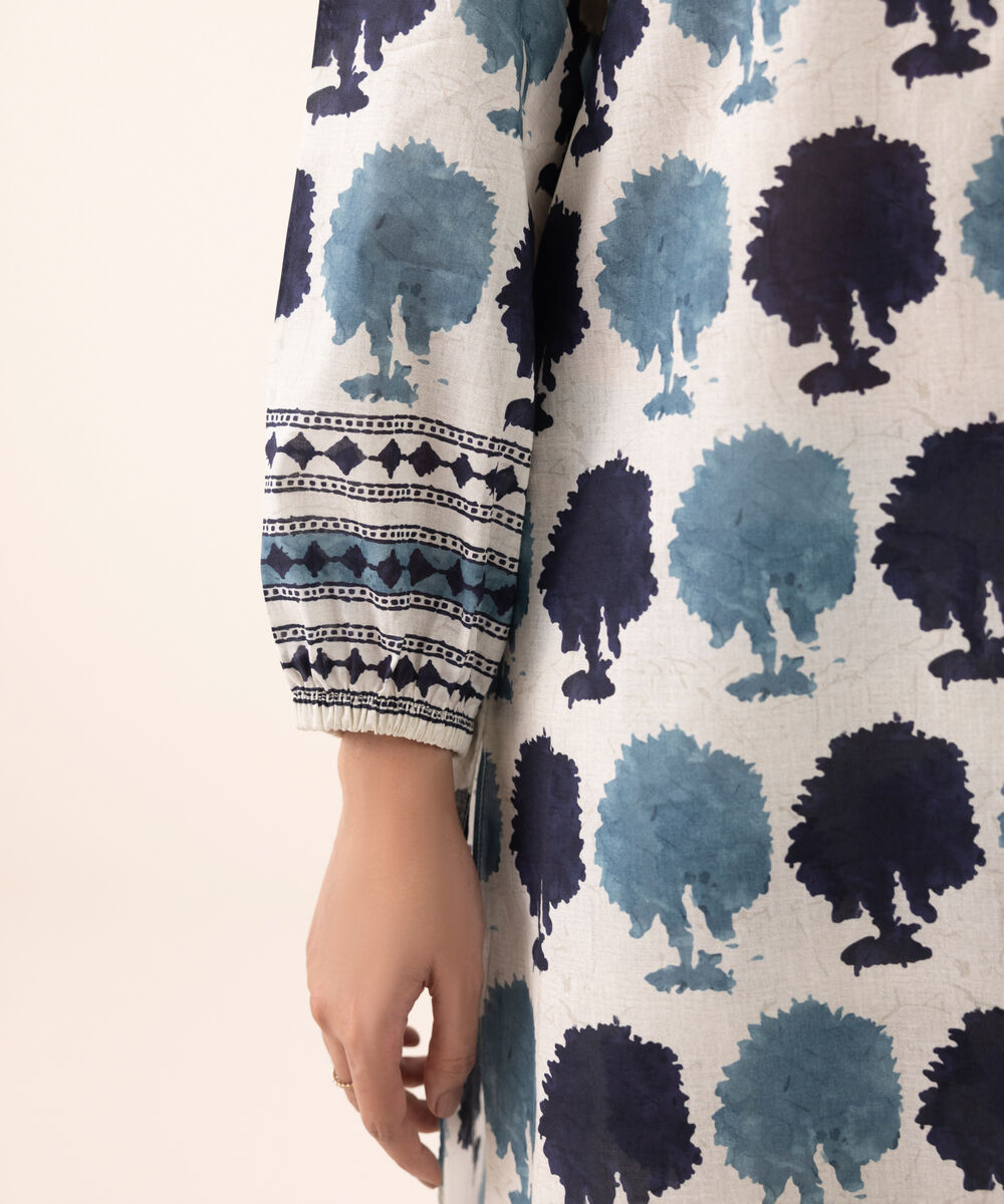 Women's RTW Lawn Blue Printed Aline Shirt