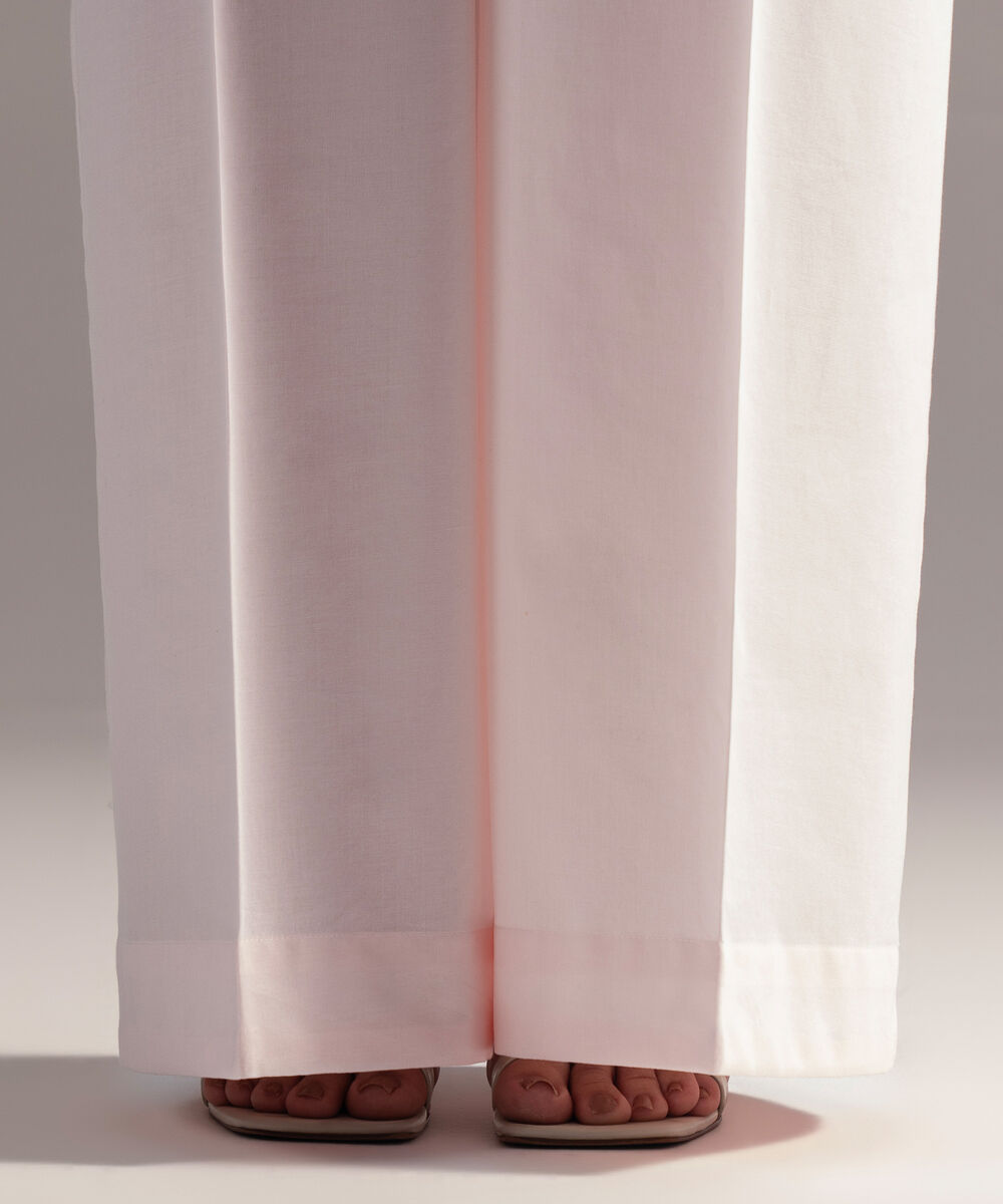 Women's RTW Cambric Solid Pink Flared Pants
