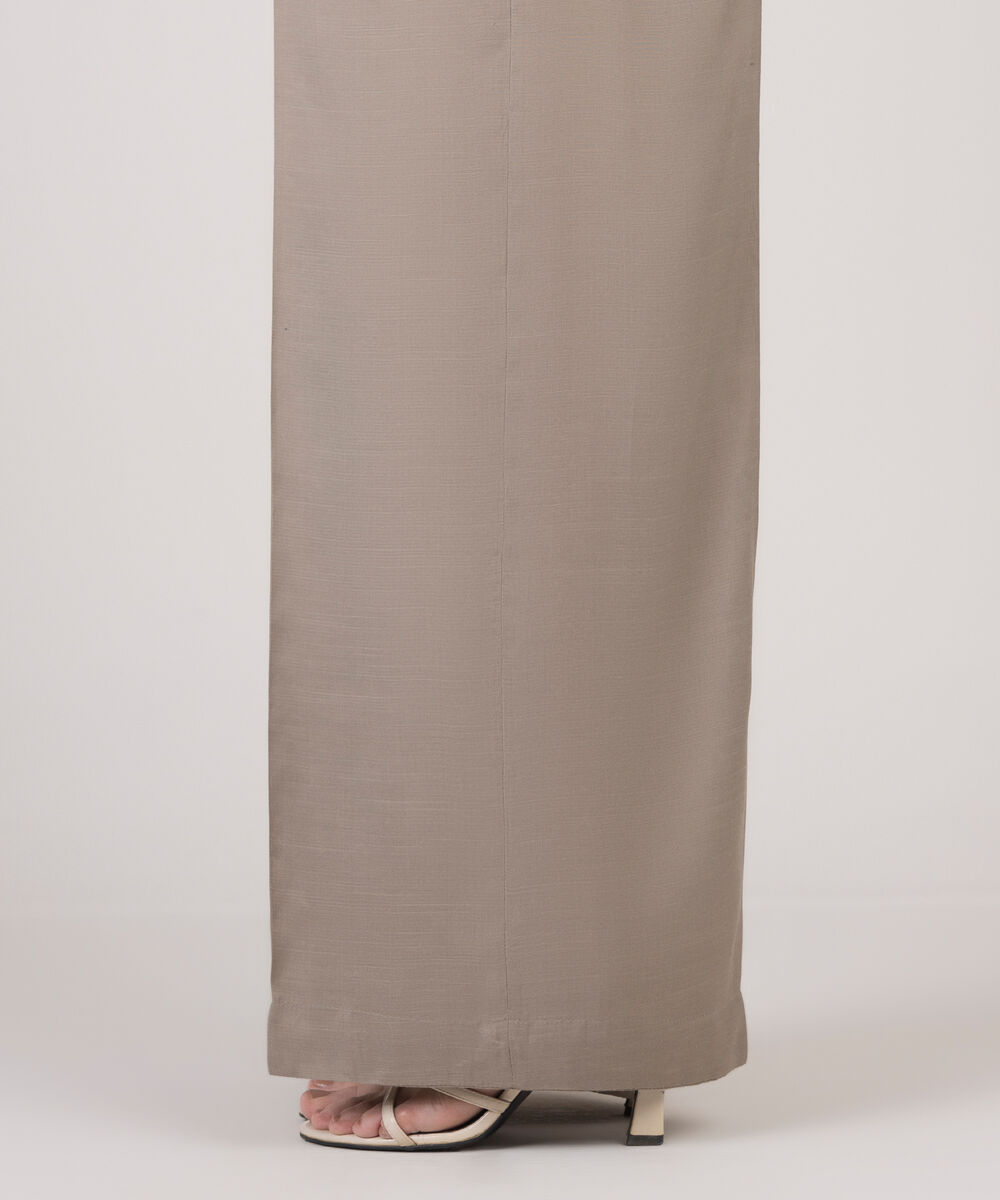 Women's RTW Viscose Raw Silk Solid Grey Culottes