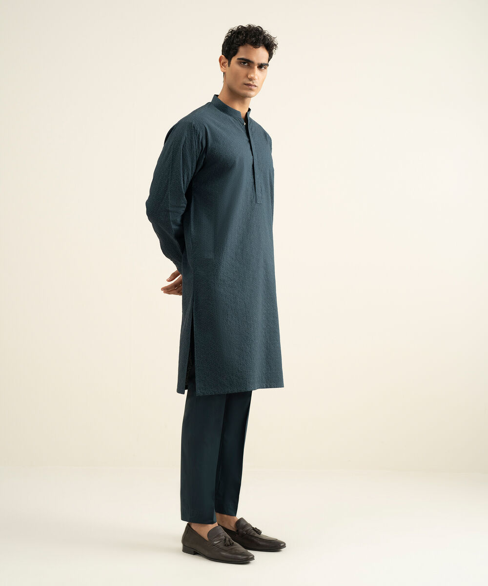 Men's teal 100% Cotton Kurta Trouser