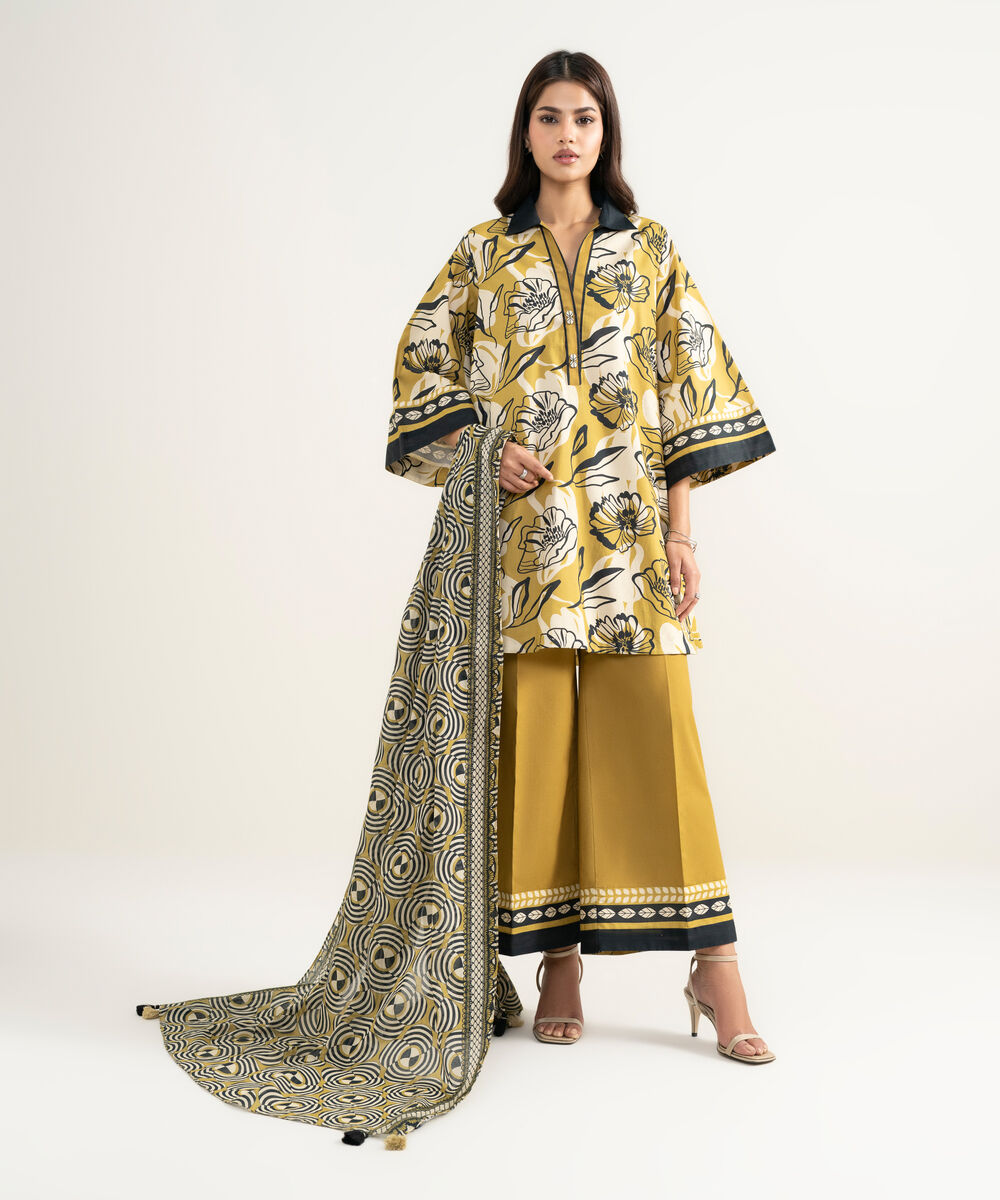 Women's Unstitched Lawn Printed Multi 3 Piece Suit