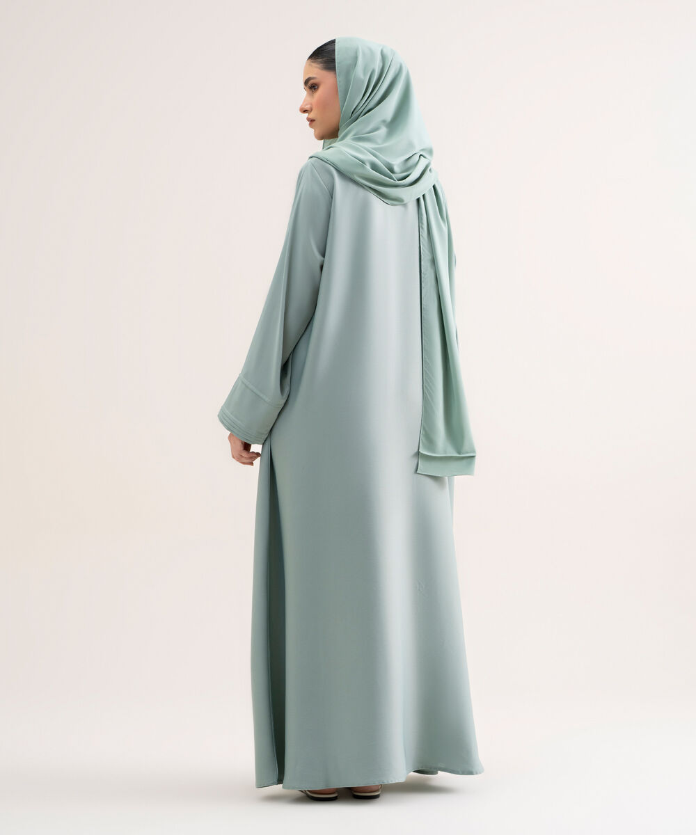 Women's Polyester Sky Blue Regular Abaya Set