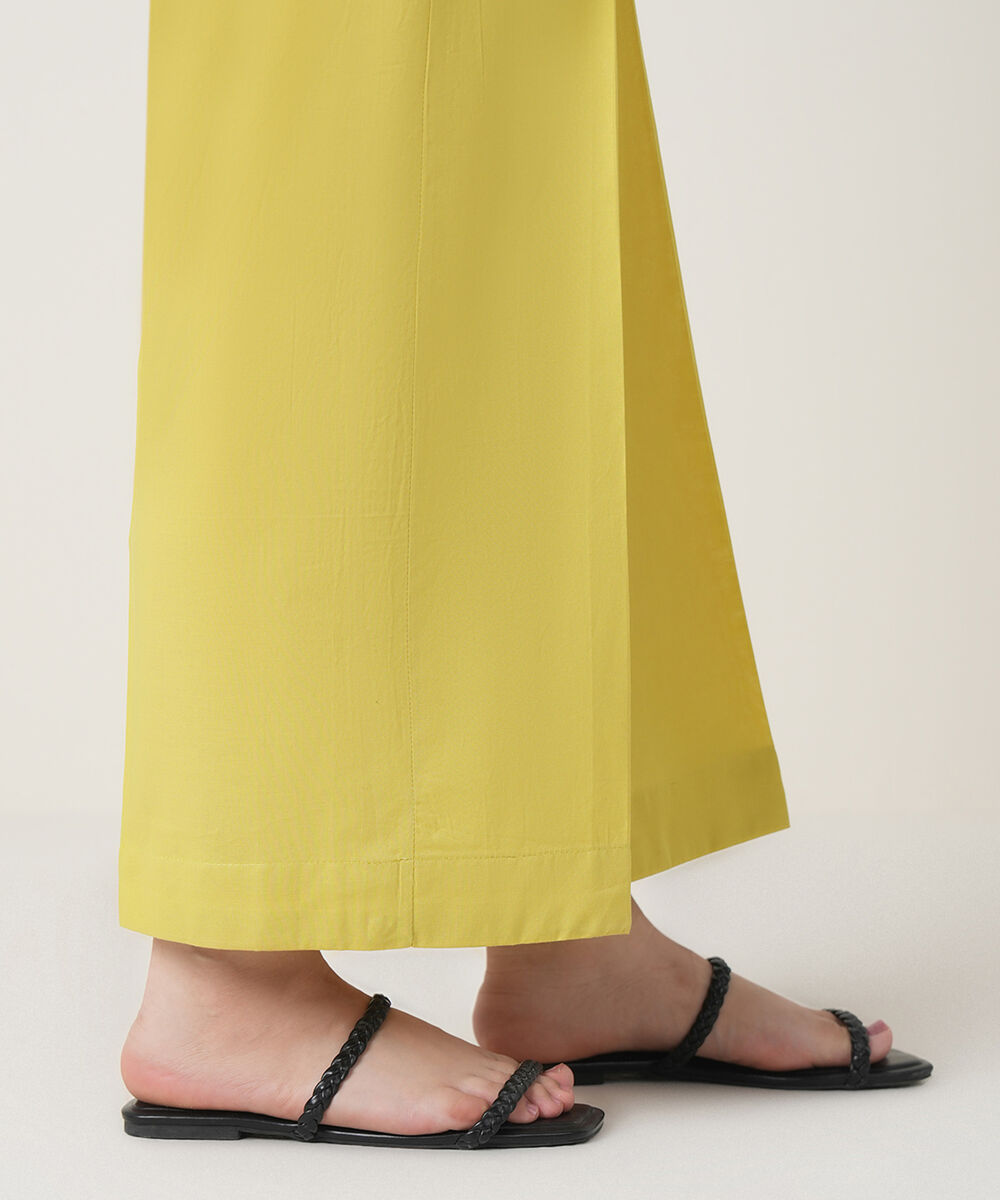 Women's RTW Cambric Yellow Solid Trousers
