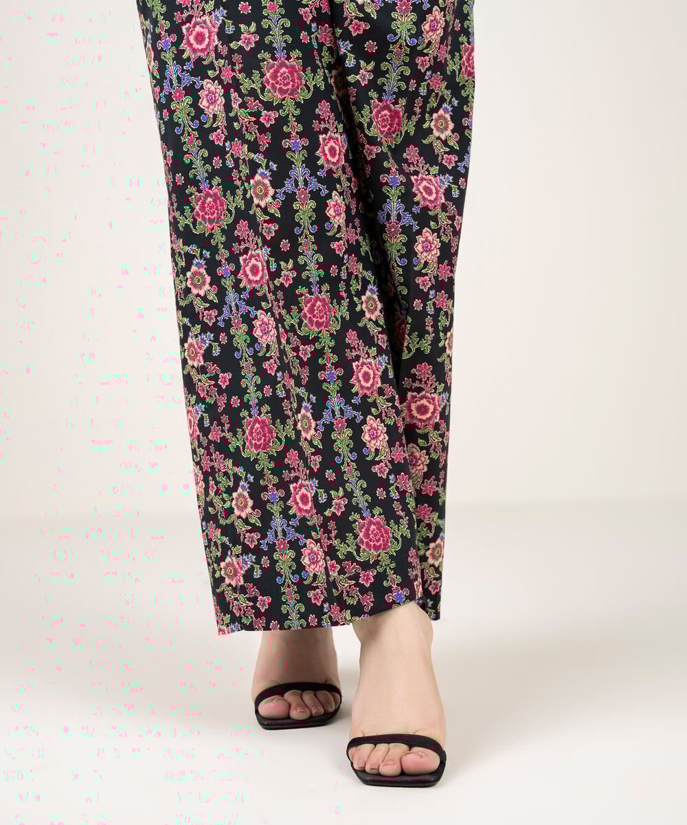 Women's RTW Cambric Printed Black Culottes